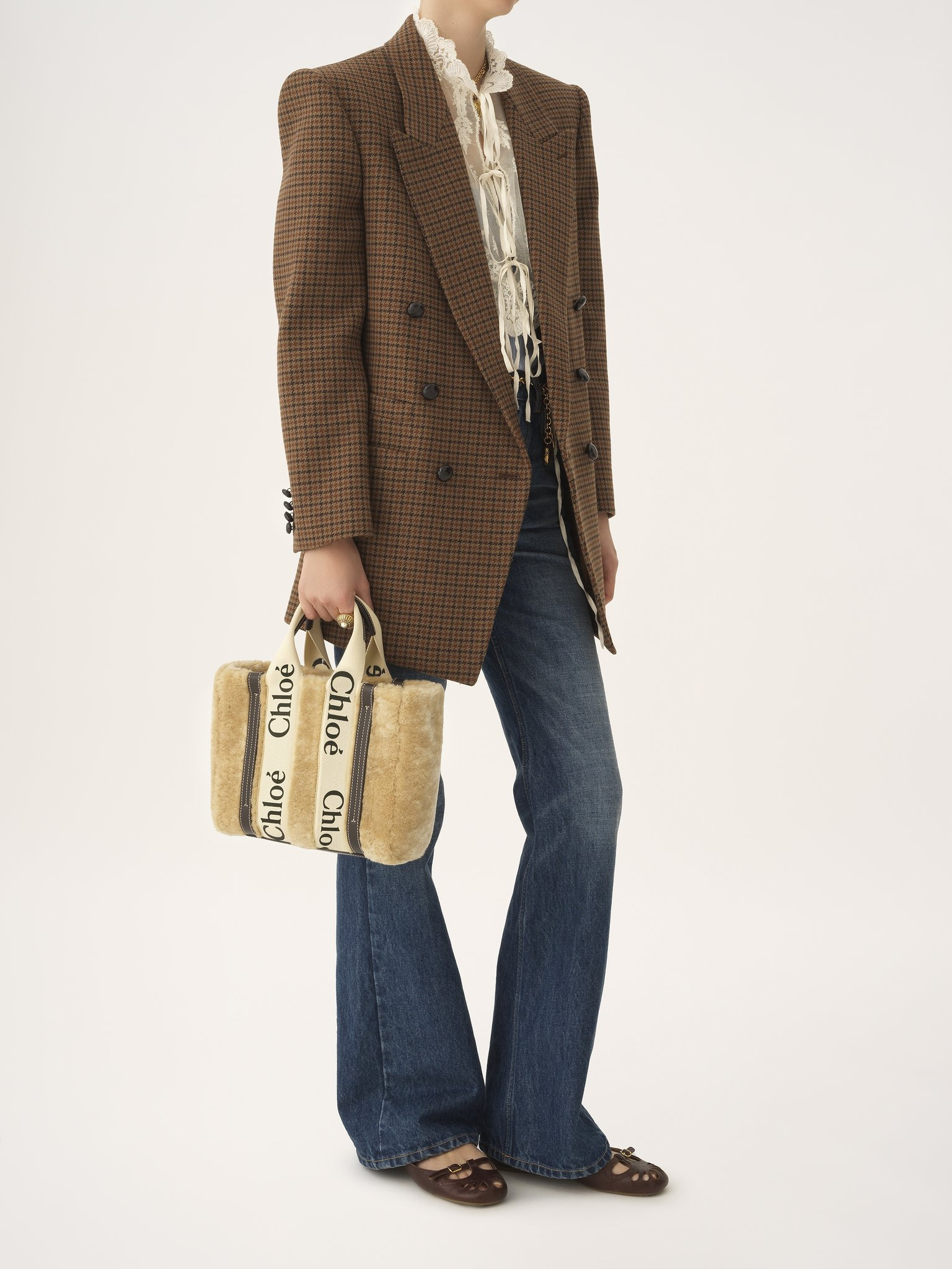 SMALL WOODY TOTE BAG IN SHEARLING - 7