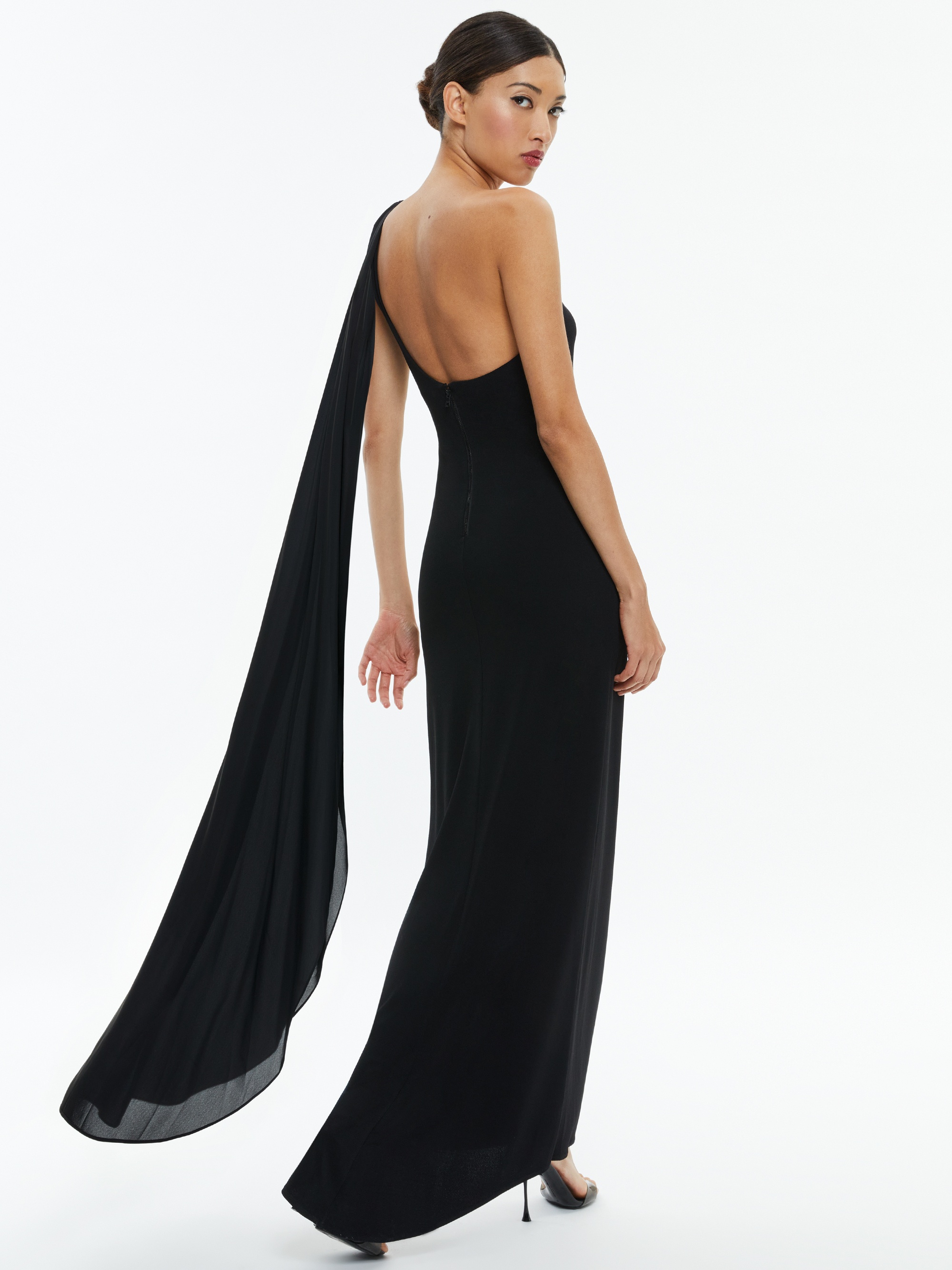 ANJA ONE SHOULDER DRAPED MAXI DRESS - 4