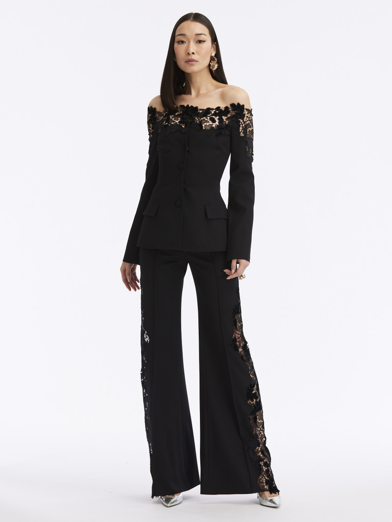 Oscar de la Renta OFF SHOULDER VELVET GUIPURE JACKET outlook