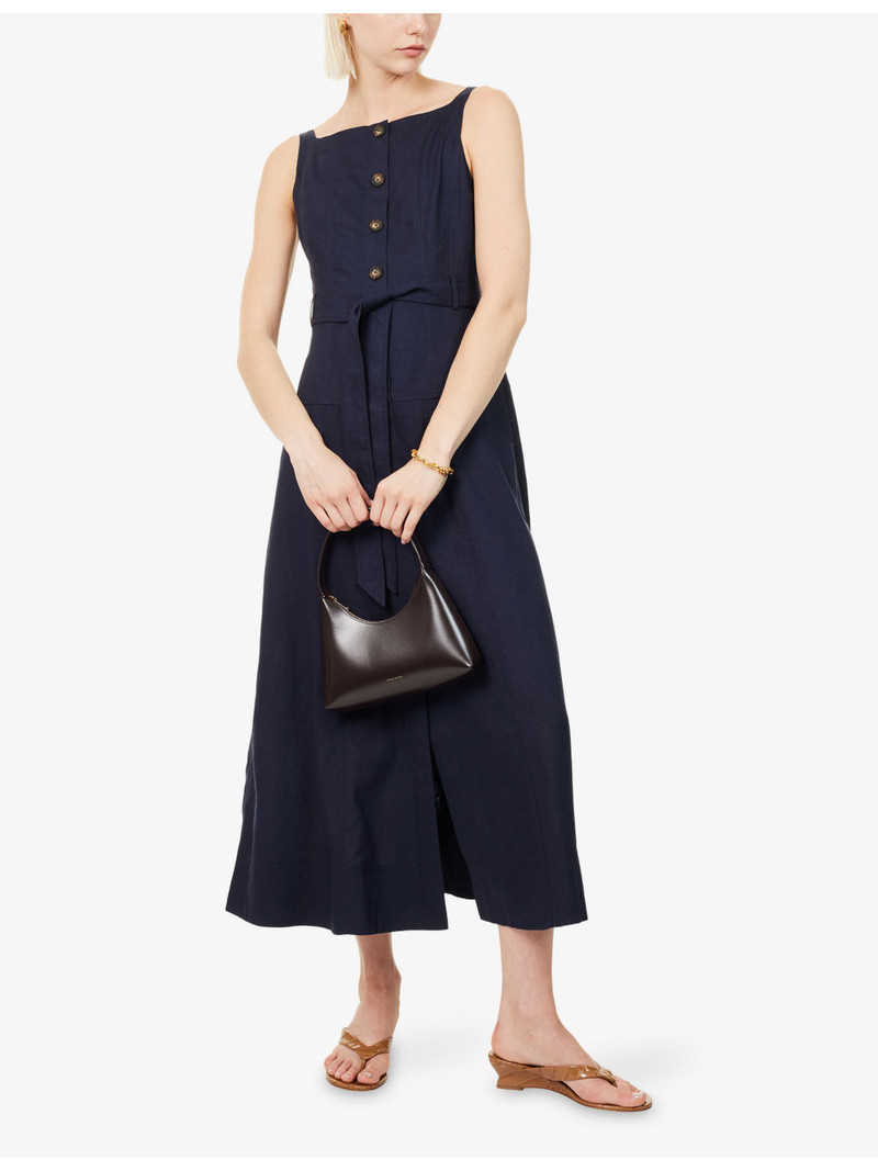 ME+EM Crease-Less Button-Front Linen-Blend Maxi Dress outlook