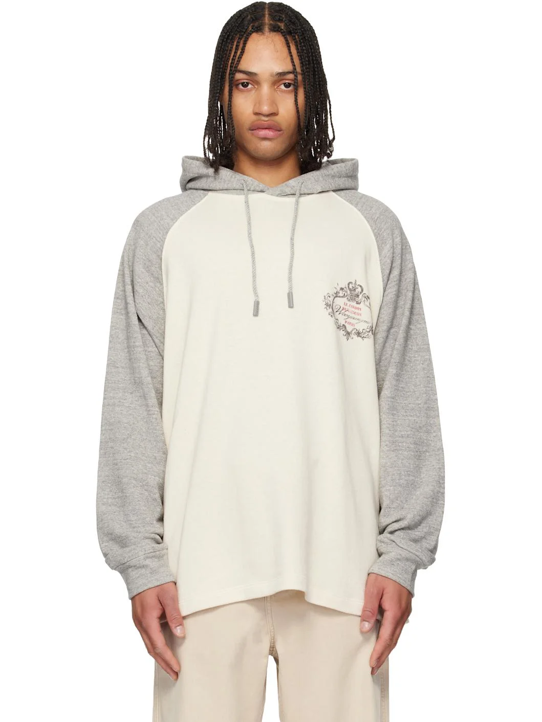 Off-White & Gray Crown Graphic Hoodie - 1