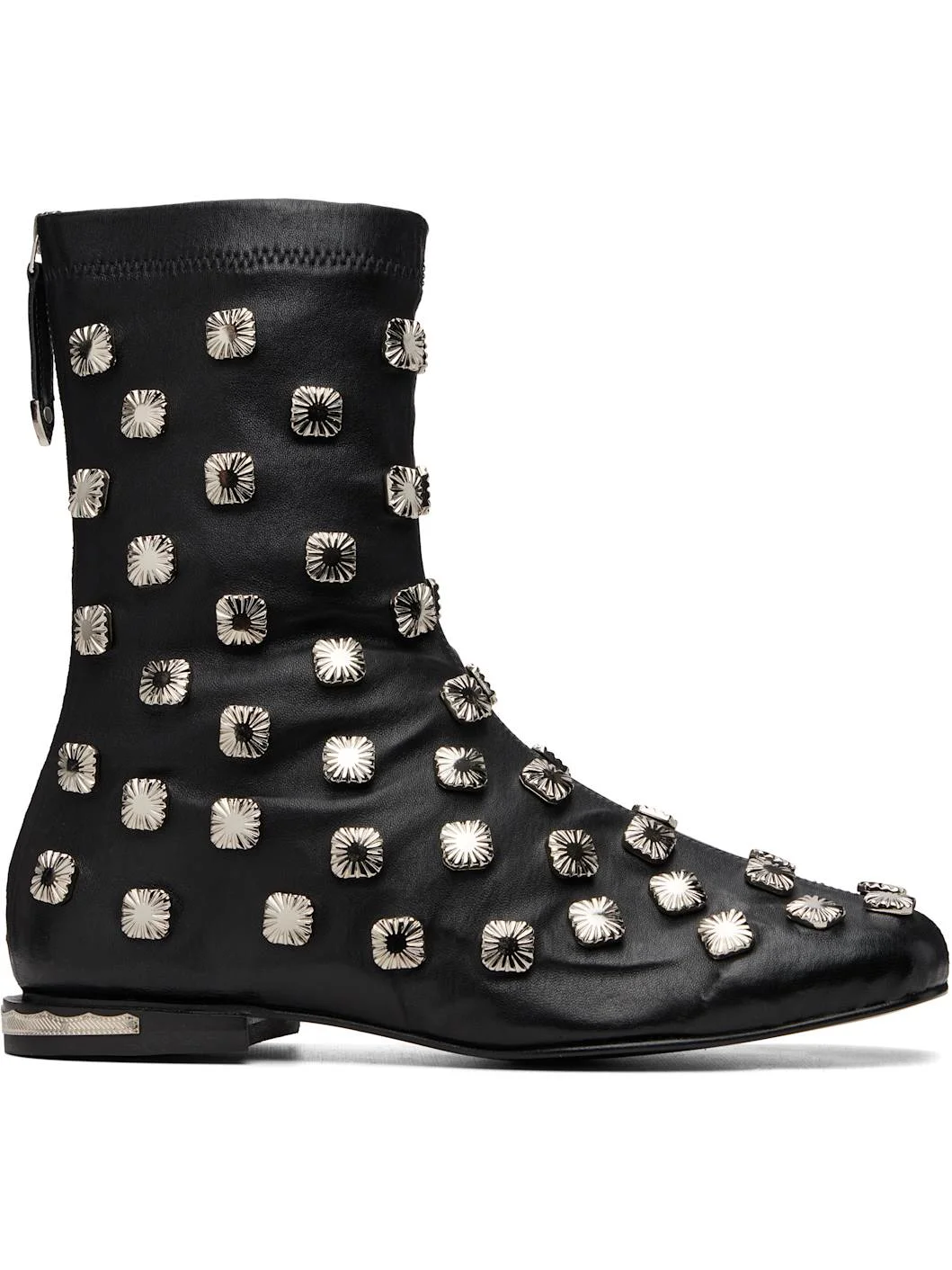 Black Stretch Leather Chelsea Boots - 1