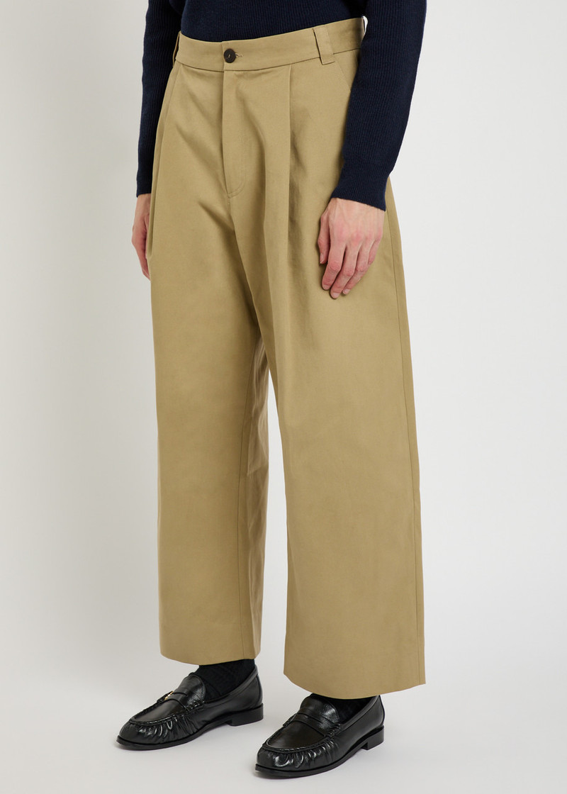 Studio Nicholson Studio Nicholson Peached Pleated Wide-leg Cotton-twill Trousers outlook