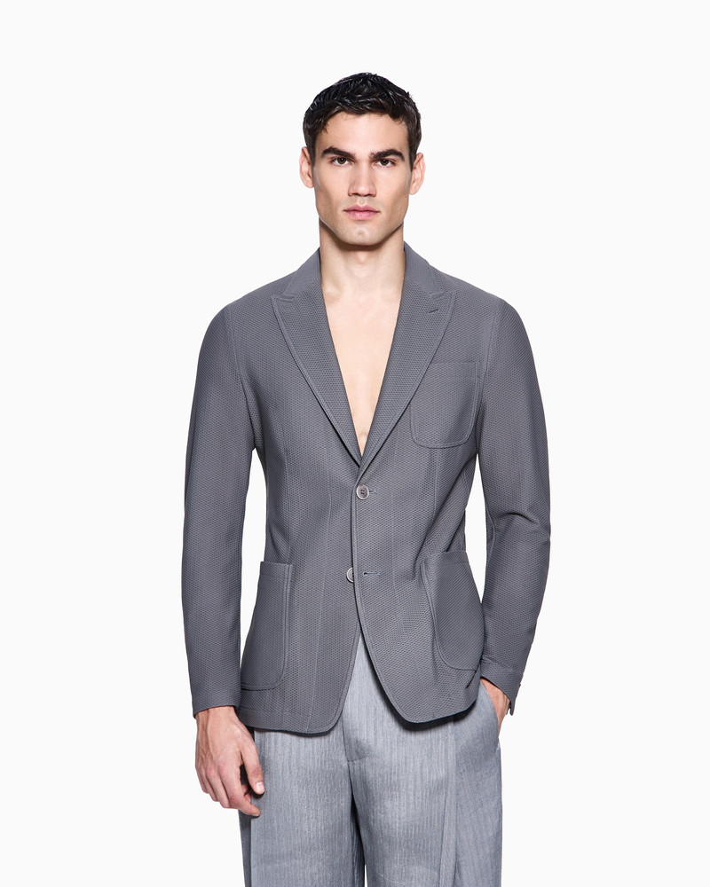 GIORGIO ARMANI SINGLE-BREASTED JACKET IN TECHNICAL WAFFLE FABRIC outlook