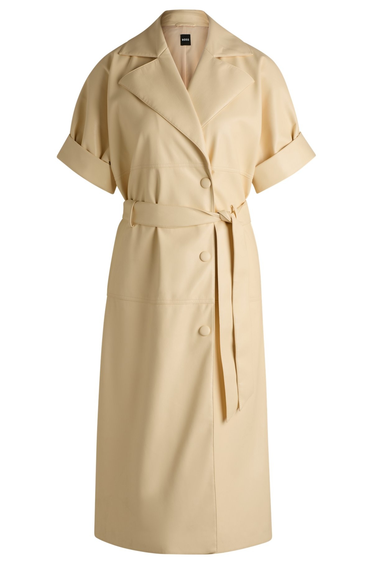 TRENCH-STYLE RELAXED-FIT DRESS IN FAUX LEATHER - 1