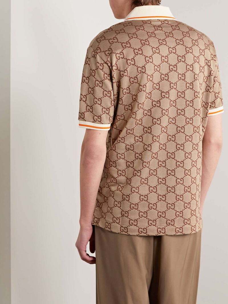 Logo-Jacquard Silk and Cotton-Blend Polo Shirt 3