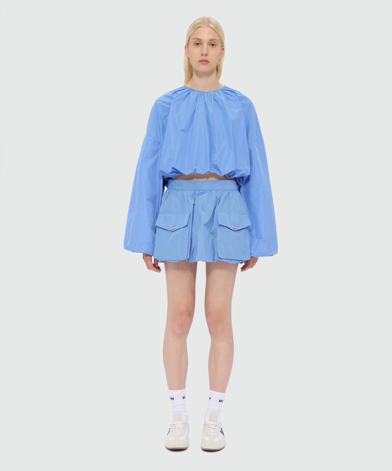 MSGM Light blue taffeta balloon miniskirt outlook