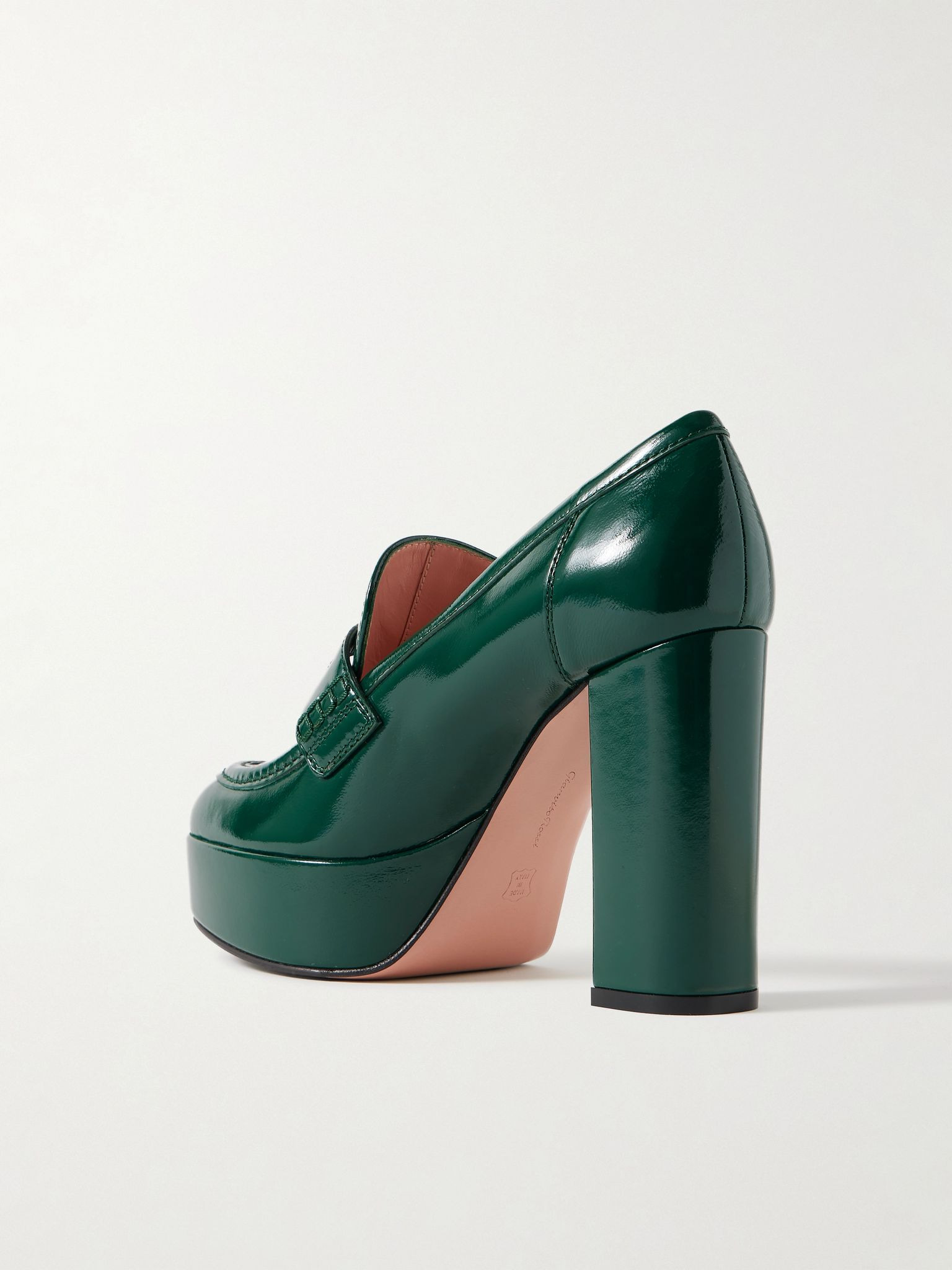 Nuit 70 patent-leather platform pumps Turquoise - 3