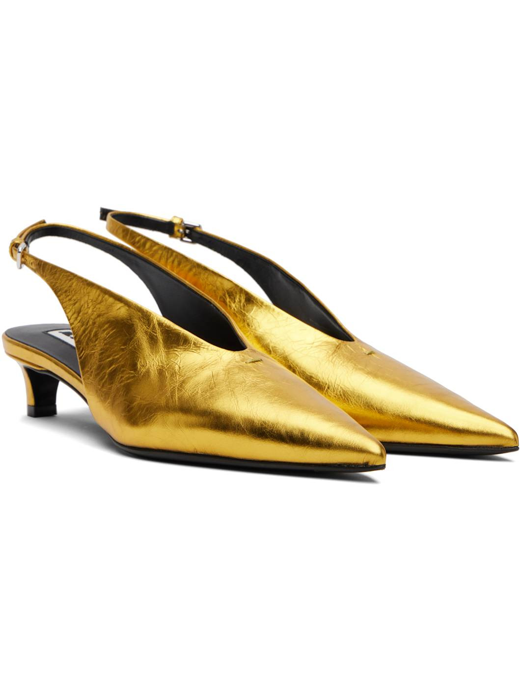 Gold Slingback Heels - 4