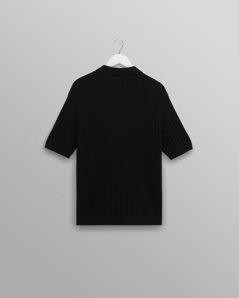 Naples - Black Diamond Stripe Knitted Polo 5