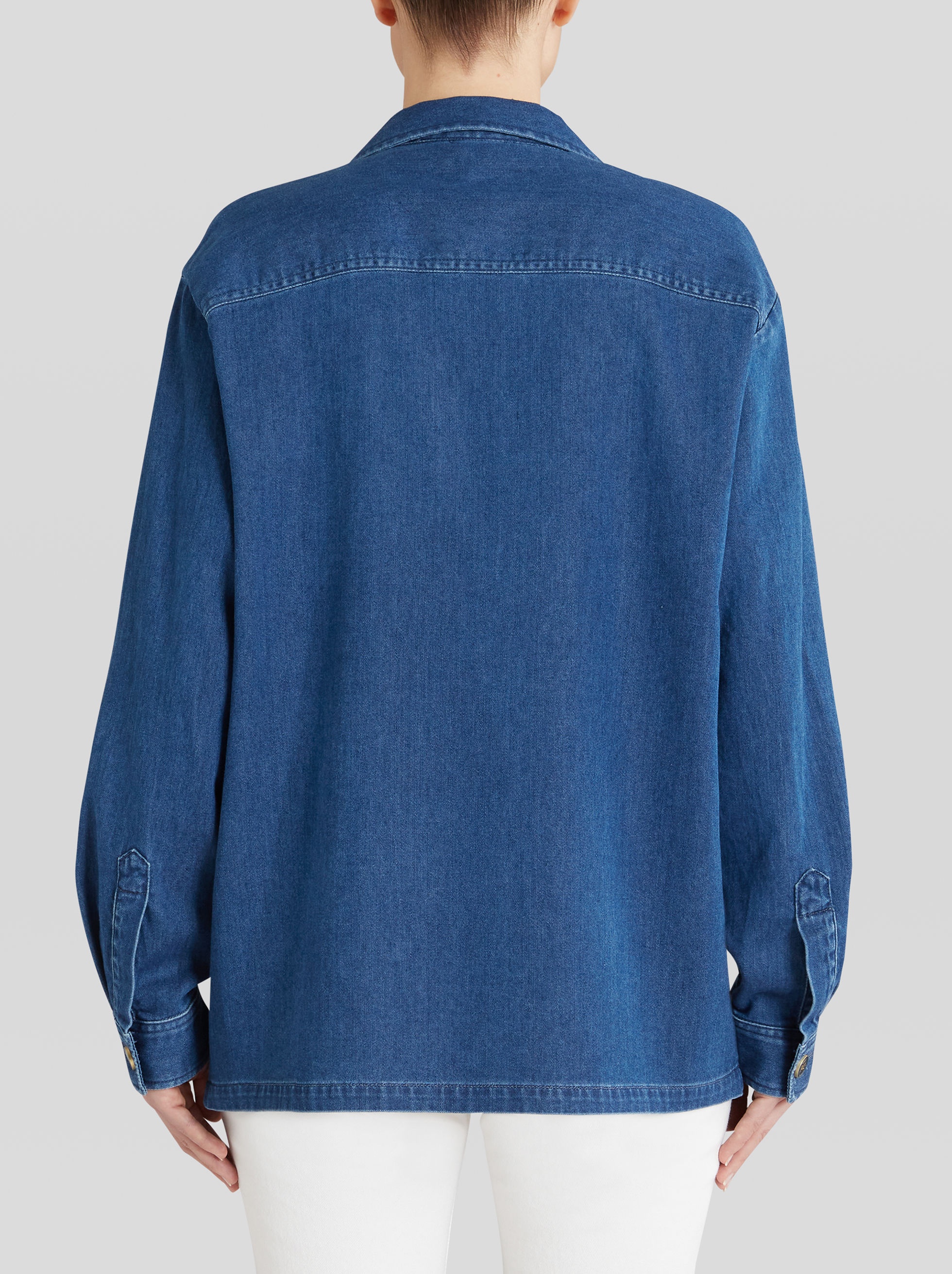 PRINTED DENIM AND SILK JACKET - 4