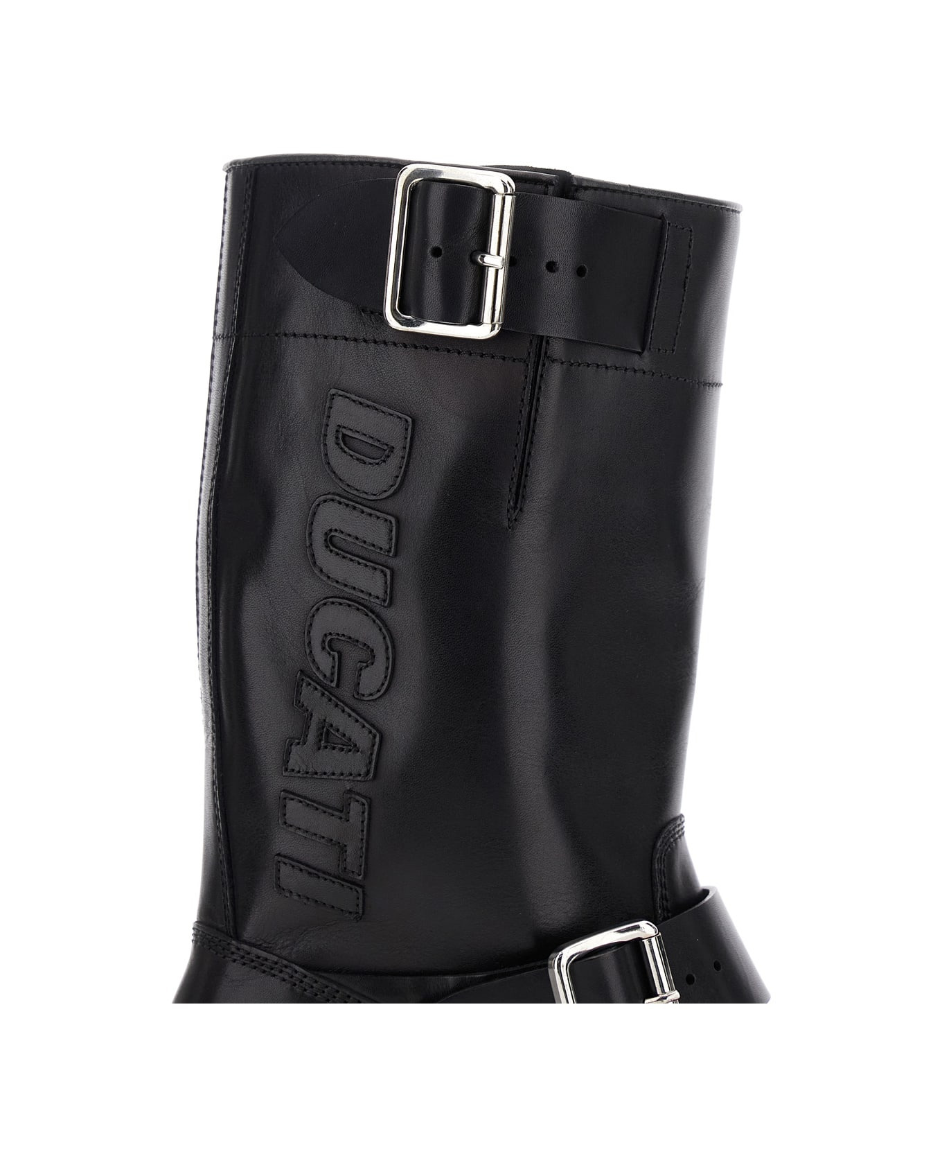 'ducati X D2' Black Ankle Boots With Side Zip Closure And Maxi Logo Lettering On The Side In Leather - 3
