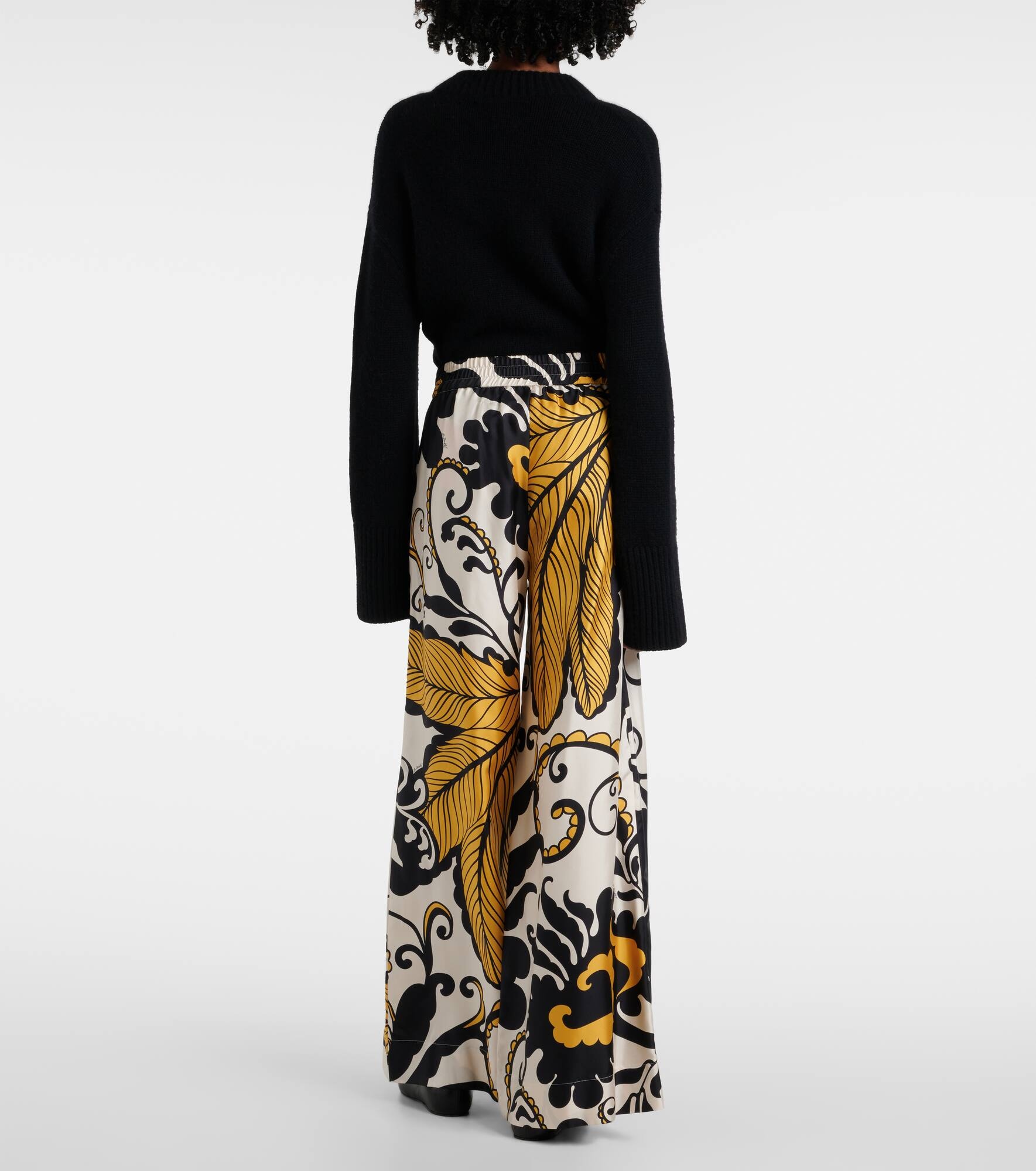 Printed silk twill palazzo pants - 3