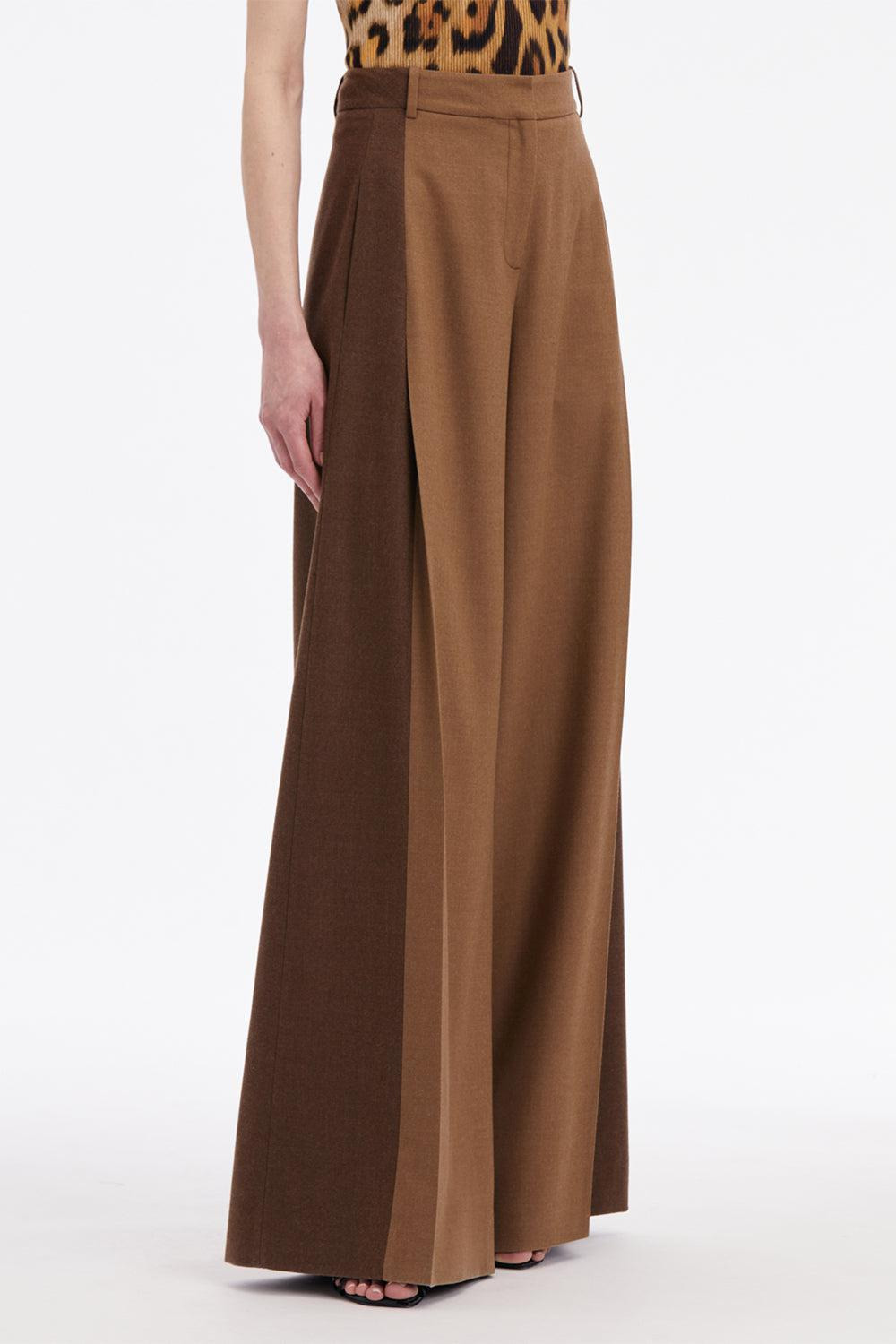 Mixed Pleated Wide-Leg Pants - 2