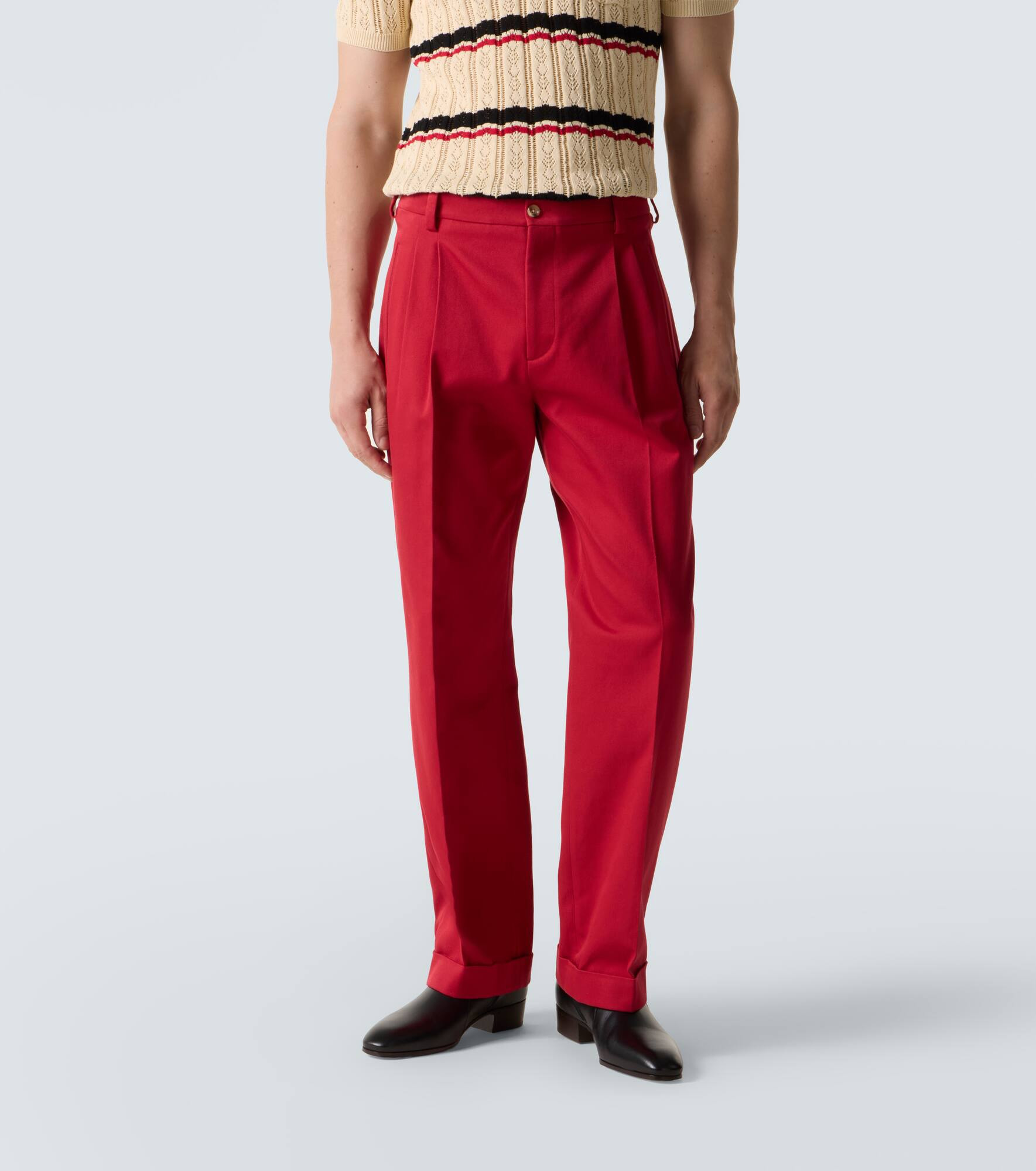 Cotton twill straight pants - 3