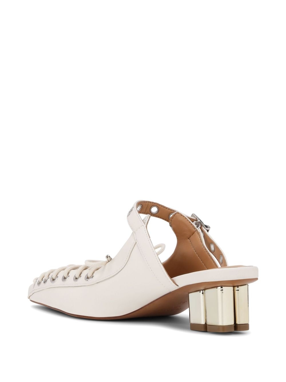 laced leather mules - 3