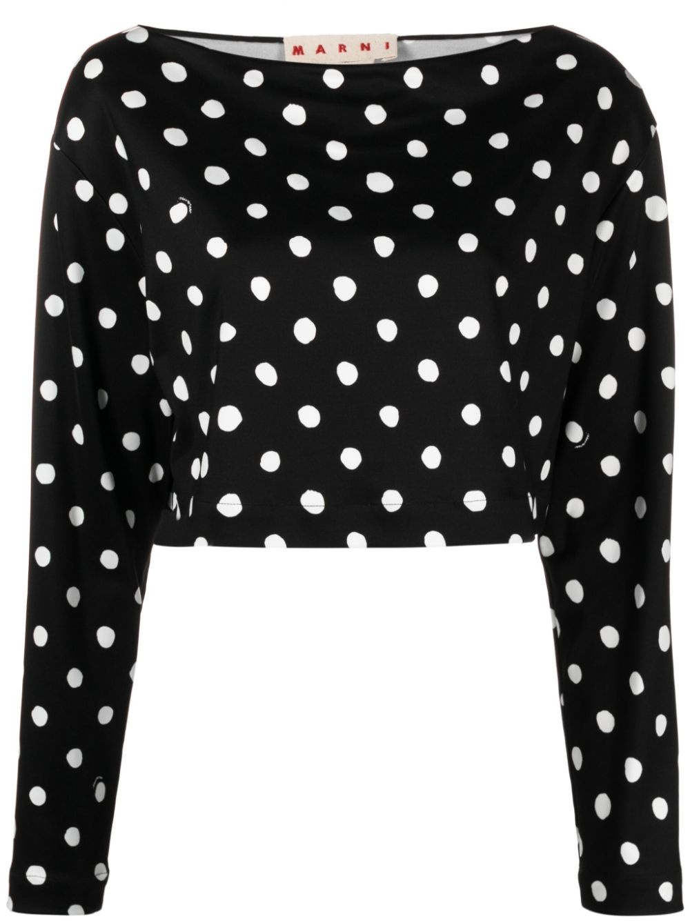 polka-dot boat-neck cropped blouse - 1