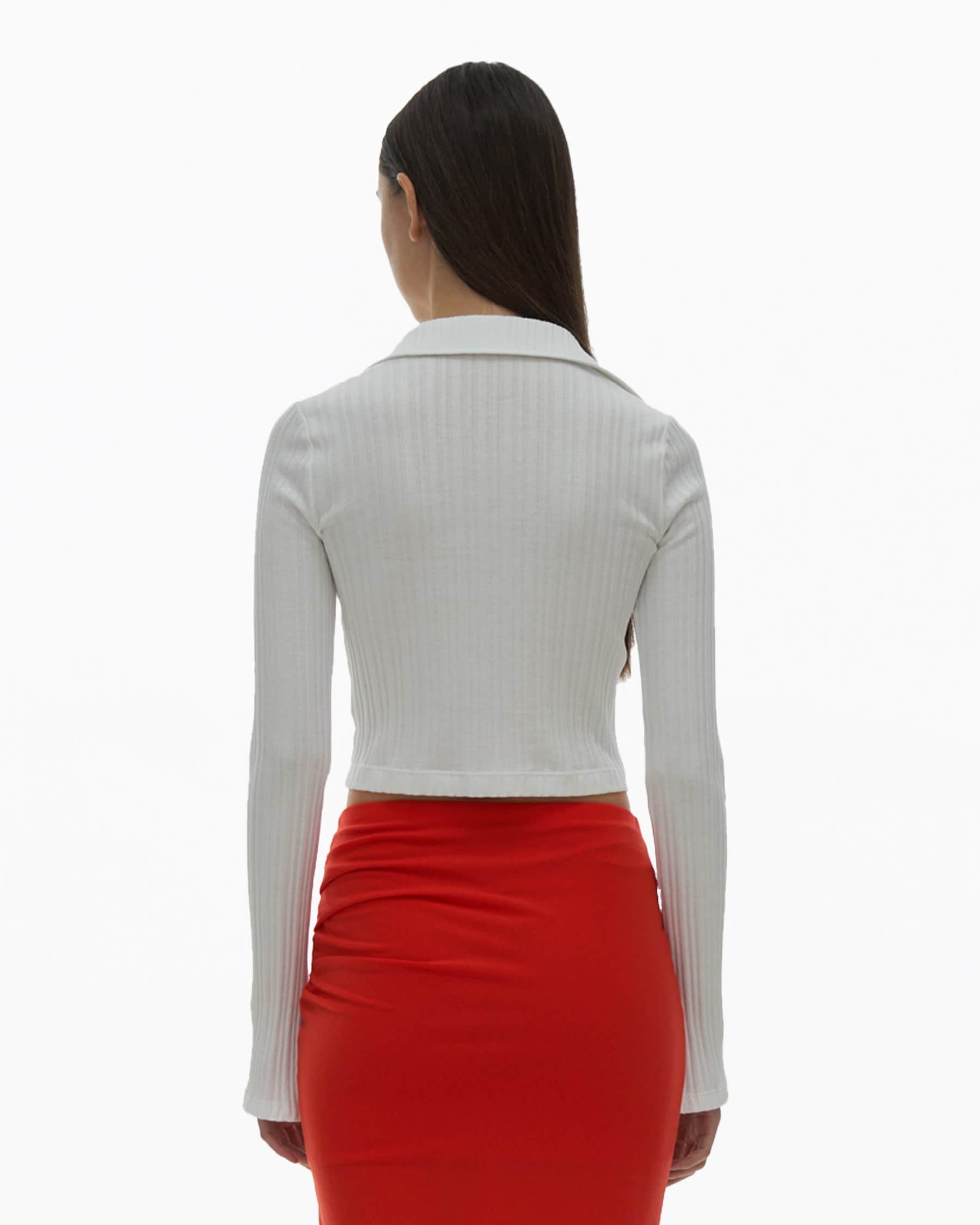 CROPPED RIB KNIT POLO - 4