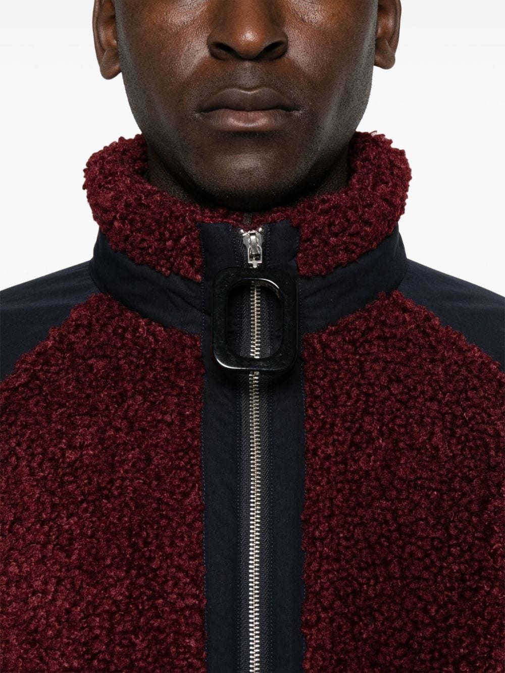 colour-block fleece bomber jacket - 5
