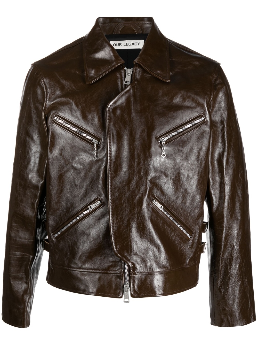 narrow leather jacket - 1