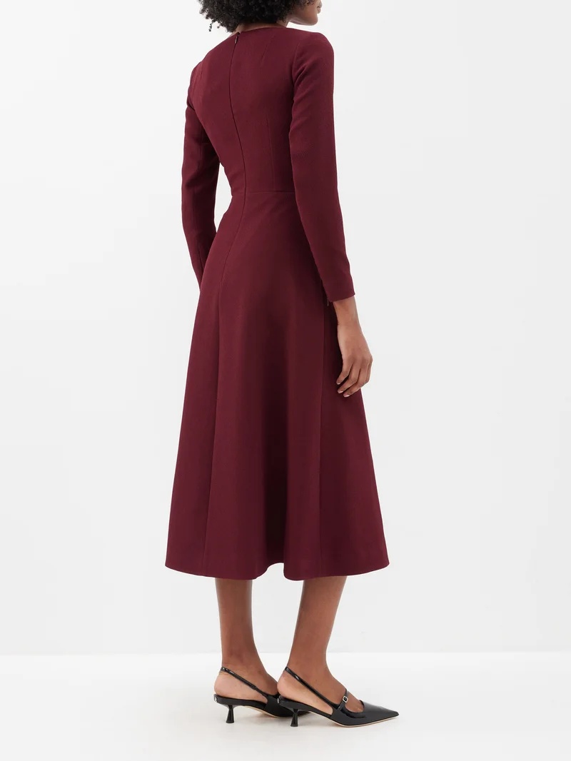 EMILIA WICKSTEAD Glenda square-neck double-crepe midi dress | REVERSIBLE