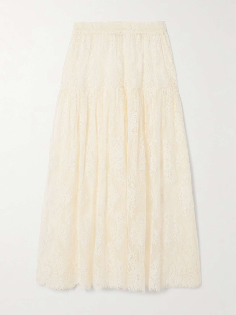 Sebastiane tiered lace midi skirt Off-white 1