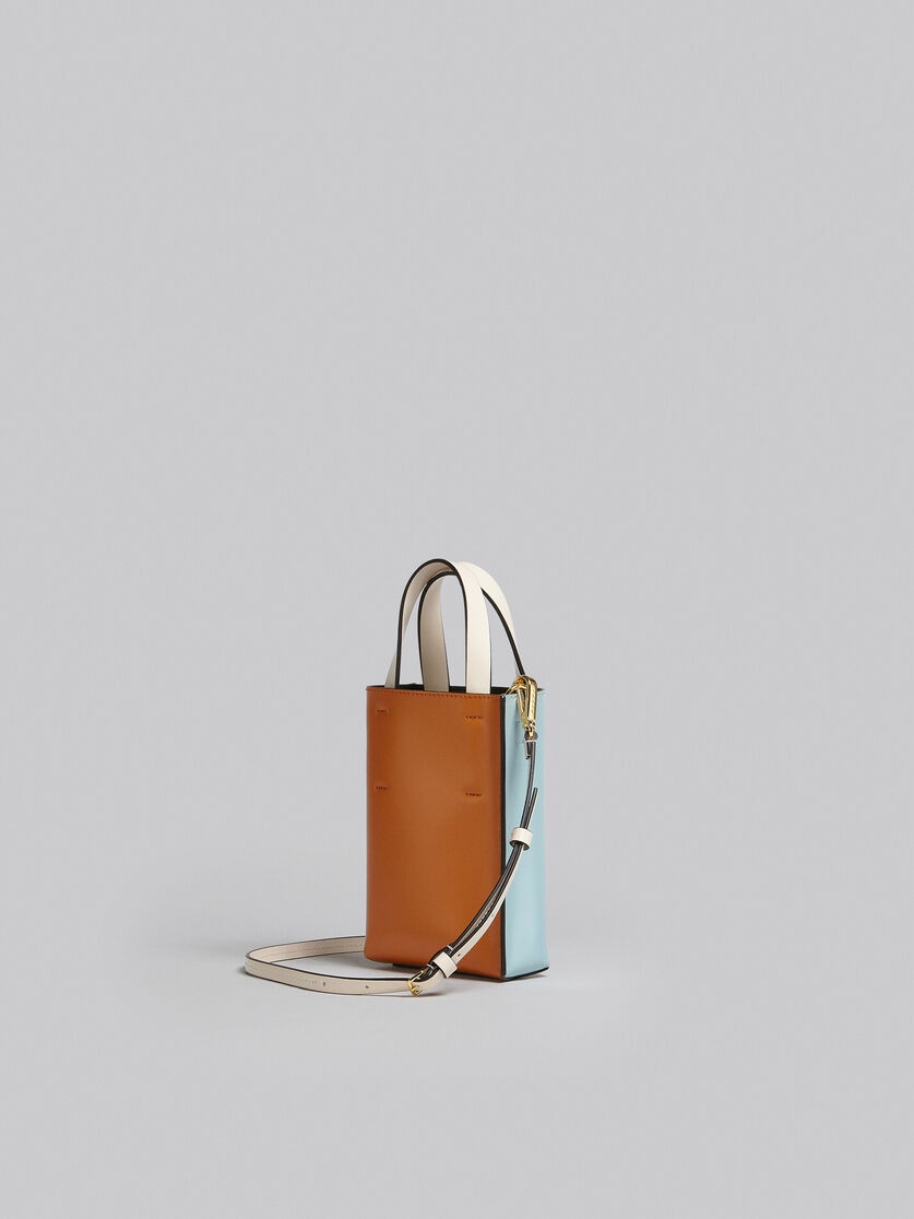 MUSEO NANO BAG IN WHITE LIGHT BLUE AND ORANGE LEATHER - 3