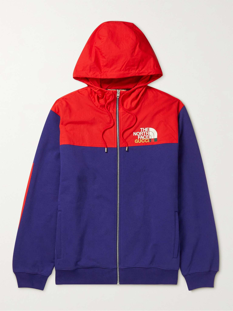 + The North Face Shell-Trimmed Logo-Print Cotton-Jersey Zip-Up Hoodie - 1