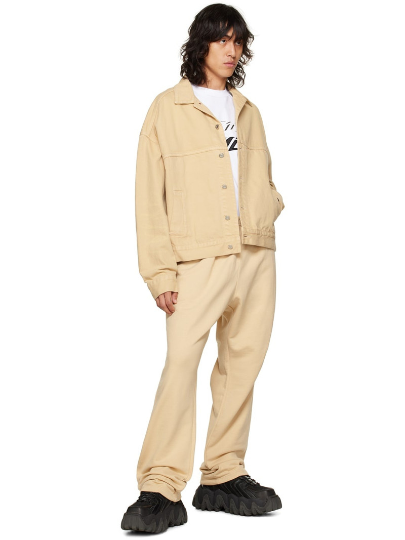 We11done Beige Printed Trucker Denim Jacket outlook