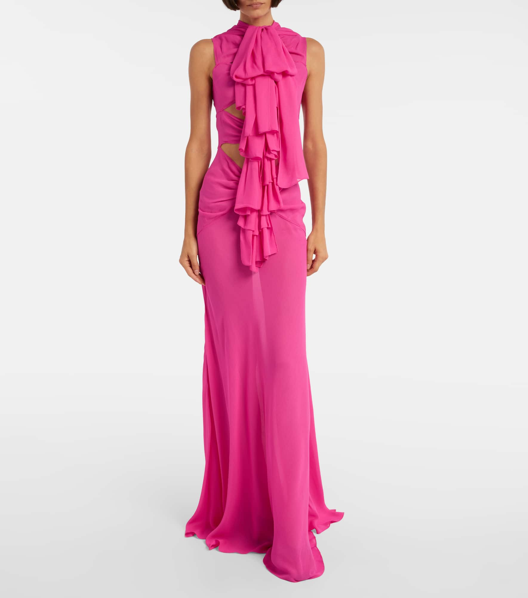 Cutout ruffled jersey gown - 2