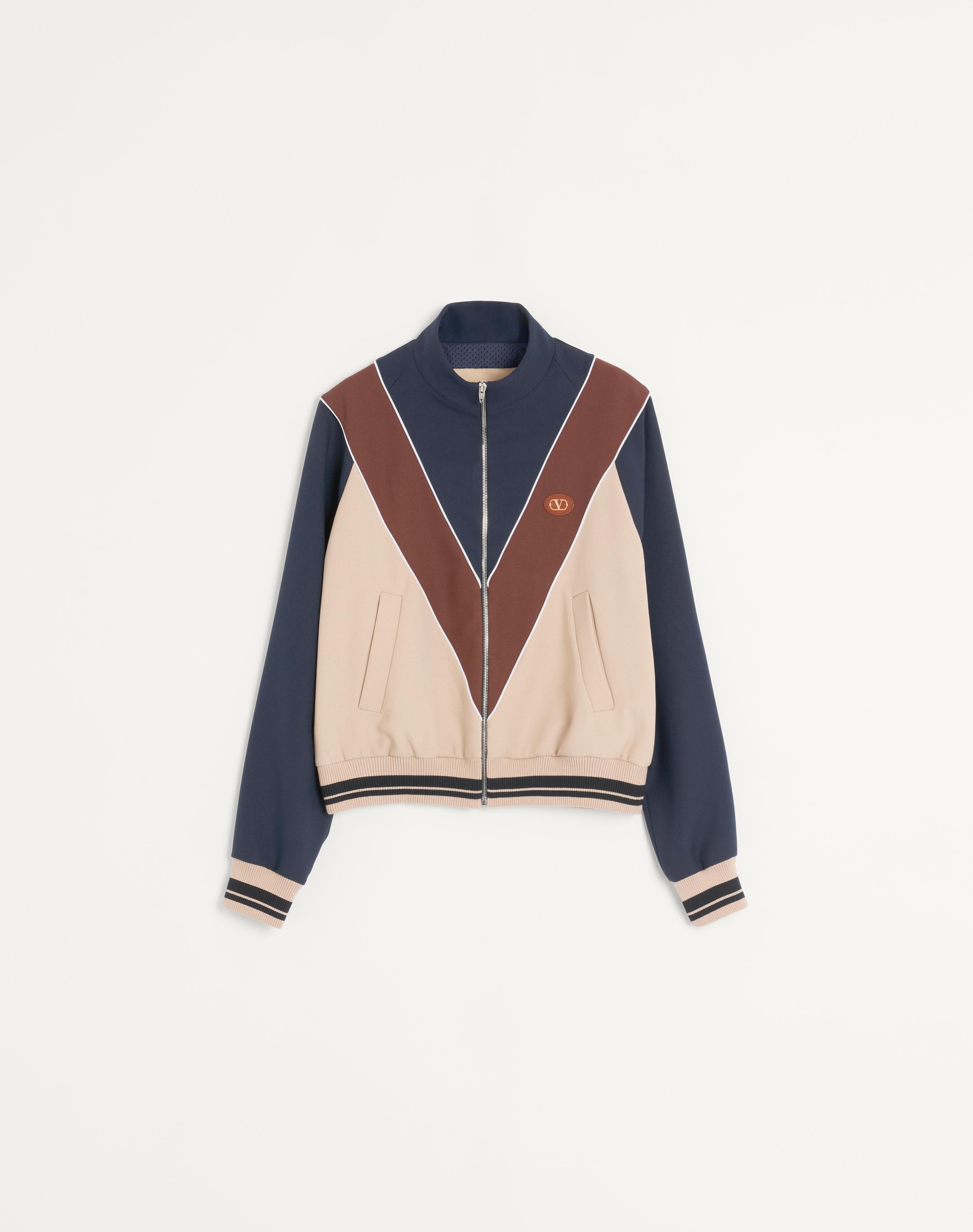 NYLON SWEATSHIRT WITH ZIPPER AND VLOGO PATCH - 1