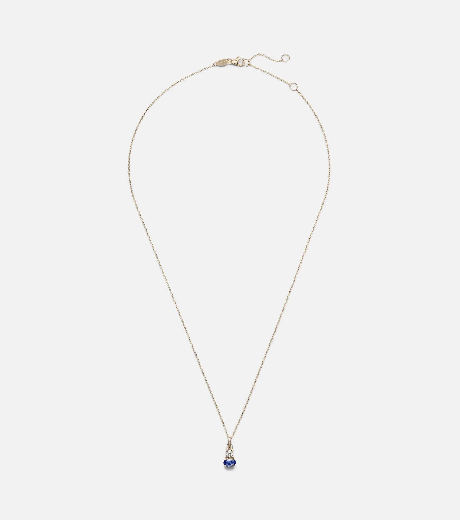 Full Volume 14kt gold (585/1000) necklace with sapphire and diamond - 1