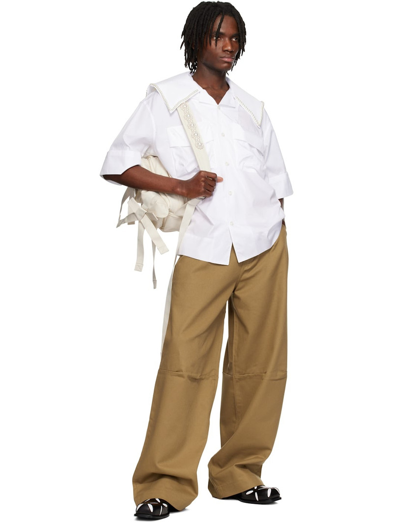 Simone Rocha White Cargo Flap Pocket Sailor Collar Shirt outlook