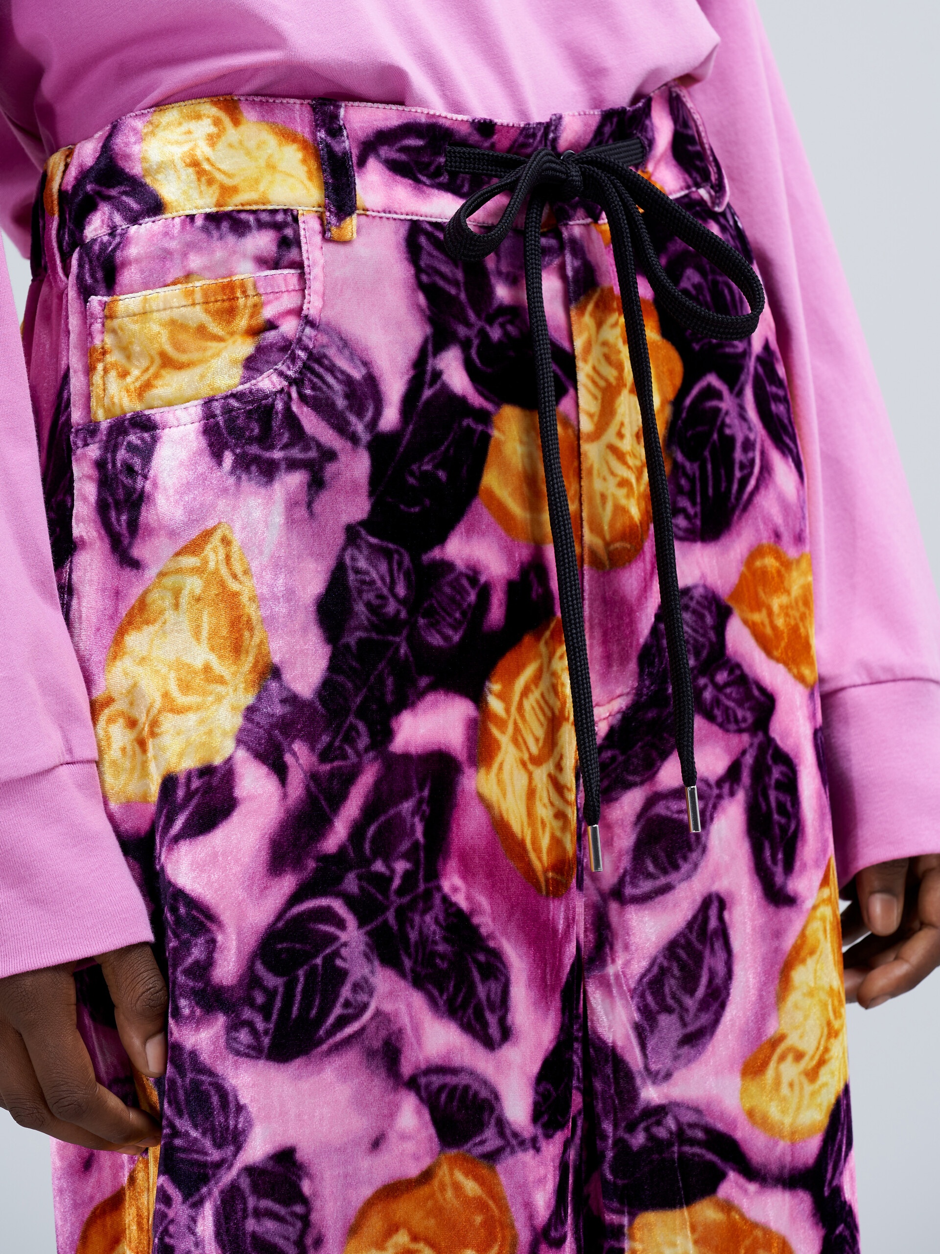MORNING BLOSSOM VELVET PRINT TROUSERS - 4
