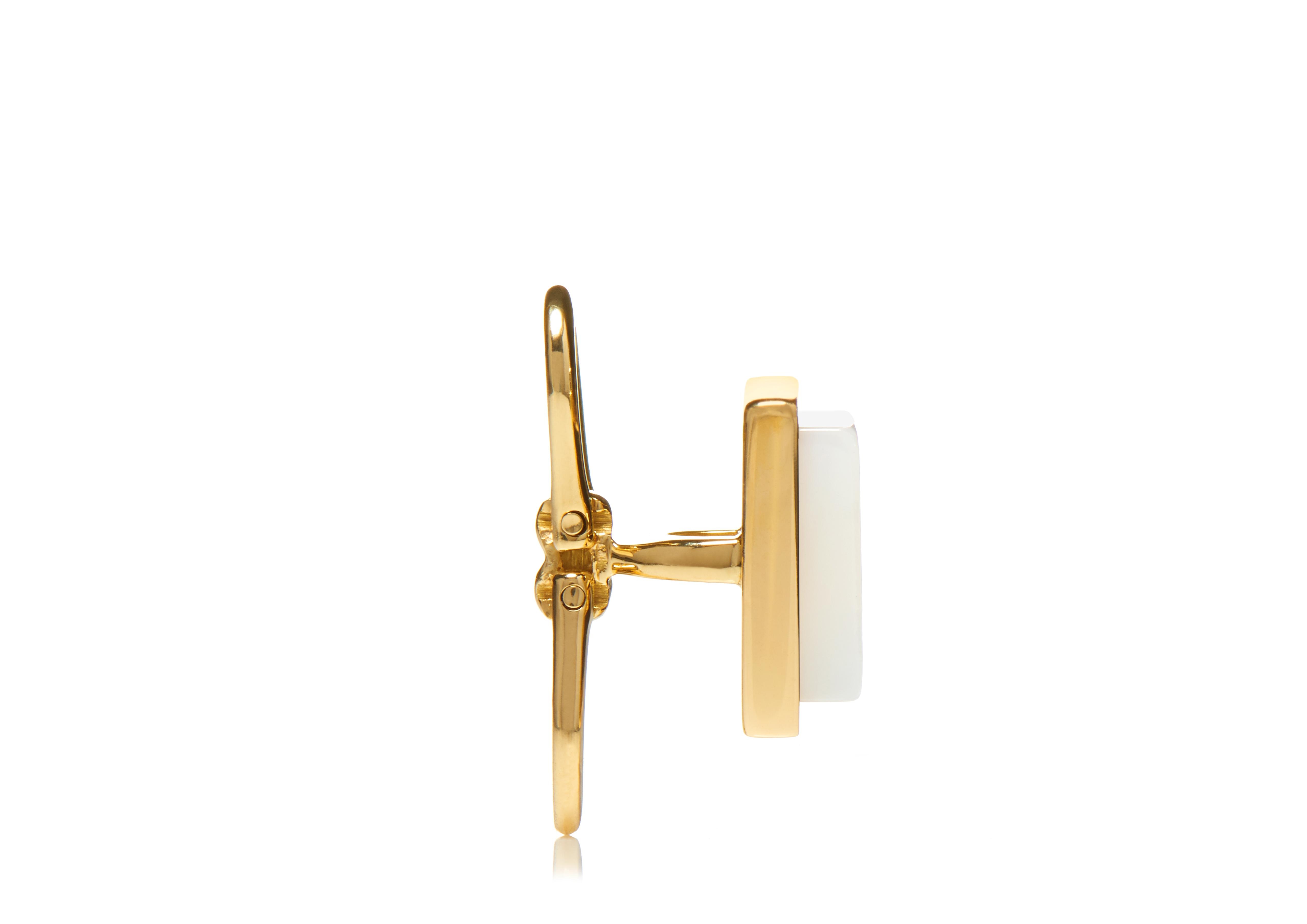 GOLD AND PEARL SQUARE STUDS - 2