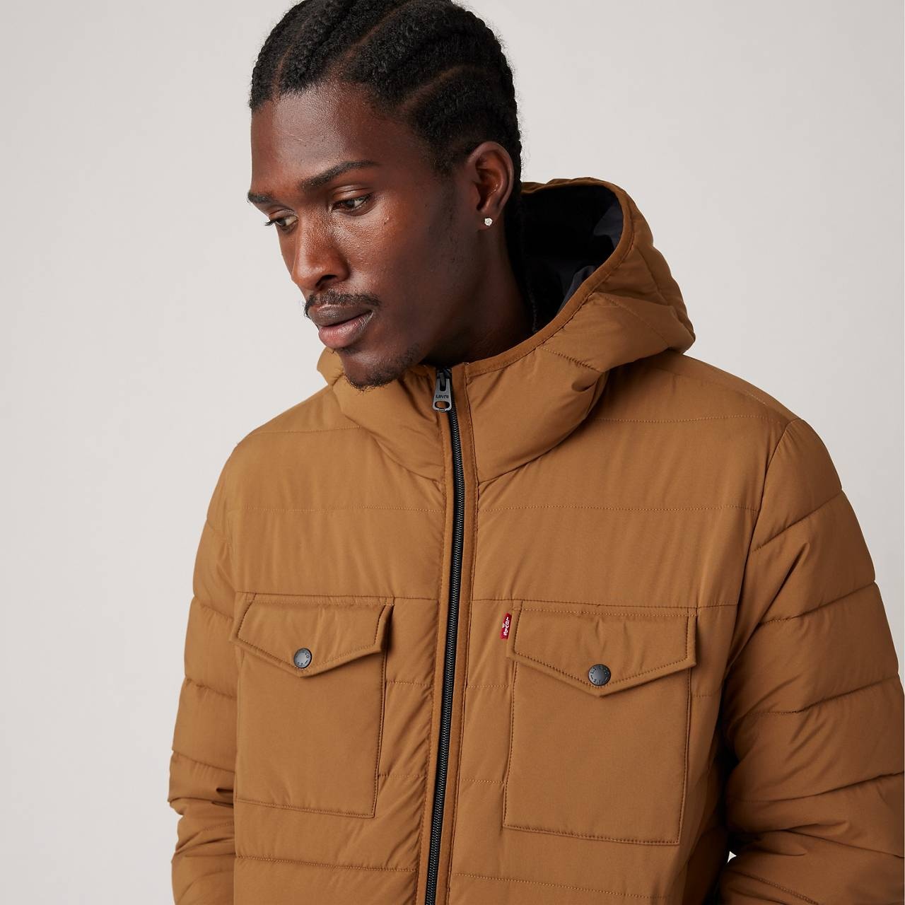 HOODED 2 CHEST POCKET PUFFER JACKET - 4