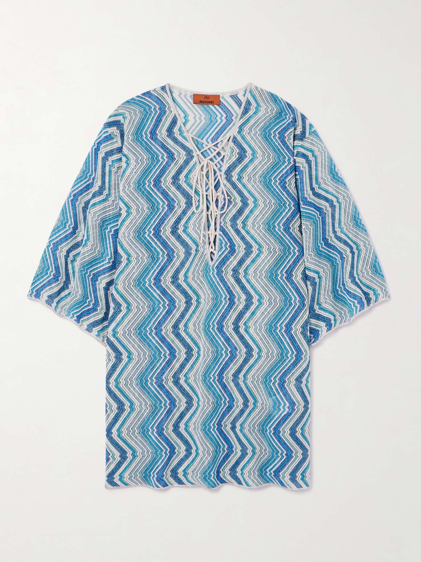 Mare metallic striped crochet-knit kaftan - 1