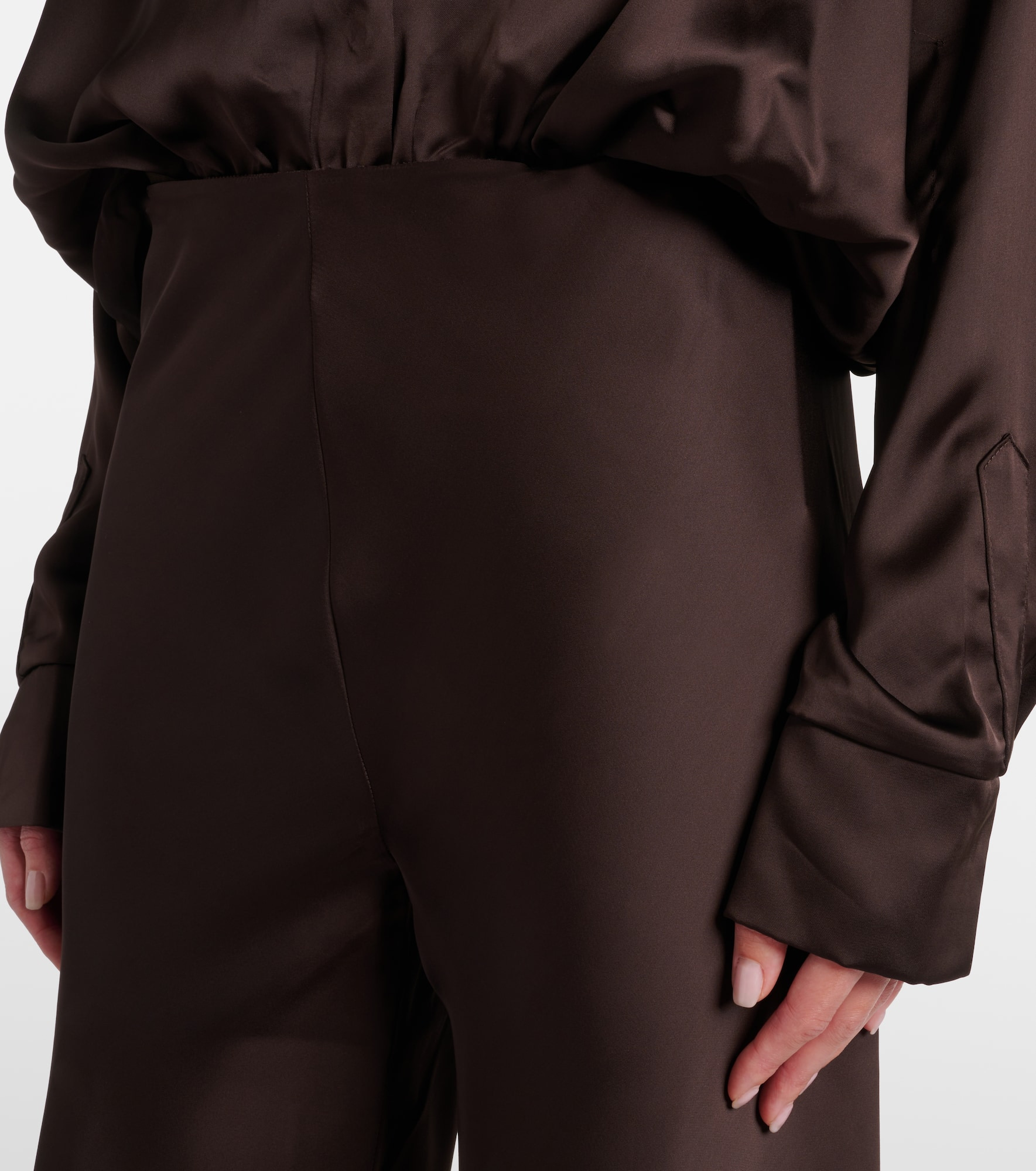 High-rise satin wide-leg pants - 4