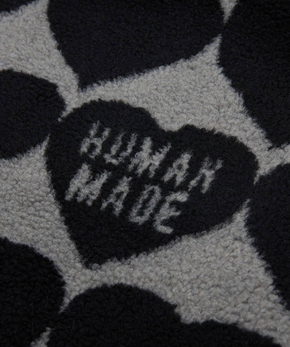 小物 HUMAN MADE HEART FLEECE BLANKET BLACK Human Made Men's Heart Fleece Jacket in Black Human Made