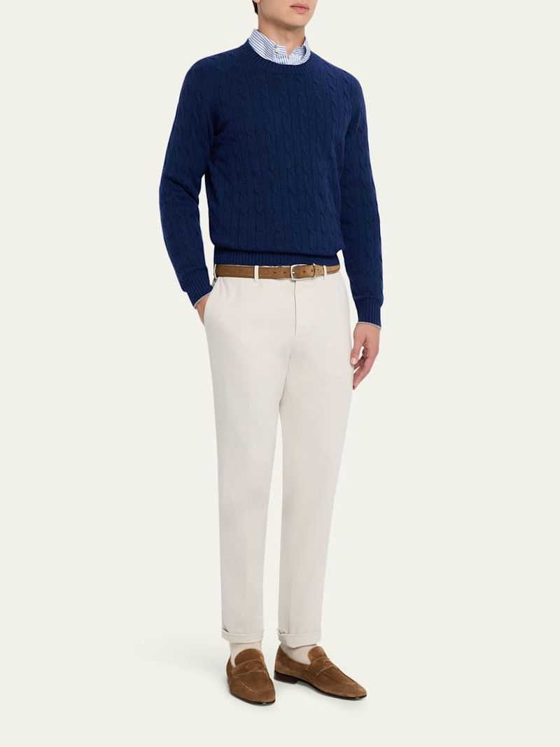 Brunello Cucinelli Men's Cashmere Cable Knit Crewneck Sweater outlook