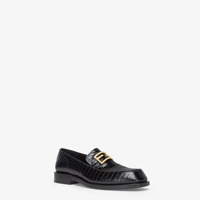 FENDI Black leather loafers outlook