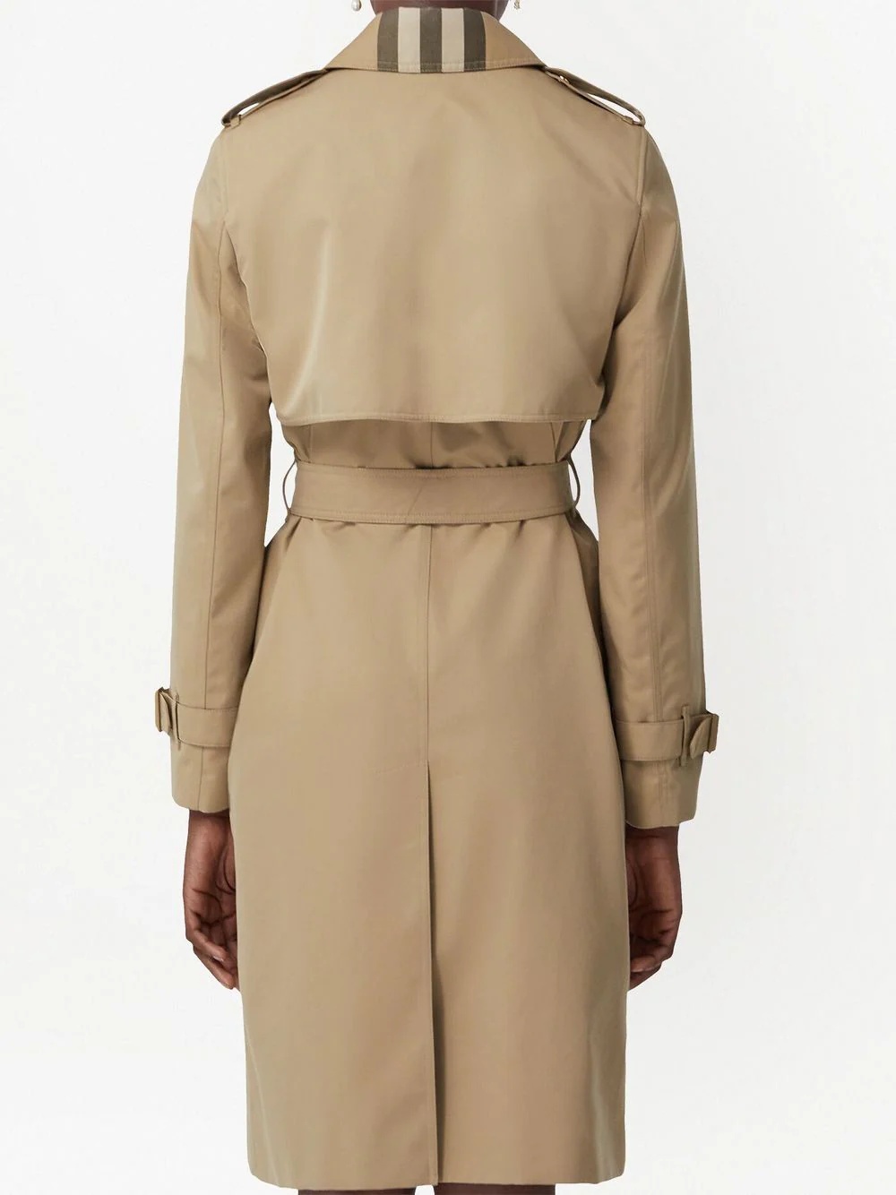 Exaggerated check-panel trench coat - 4