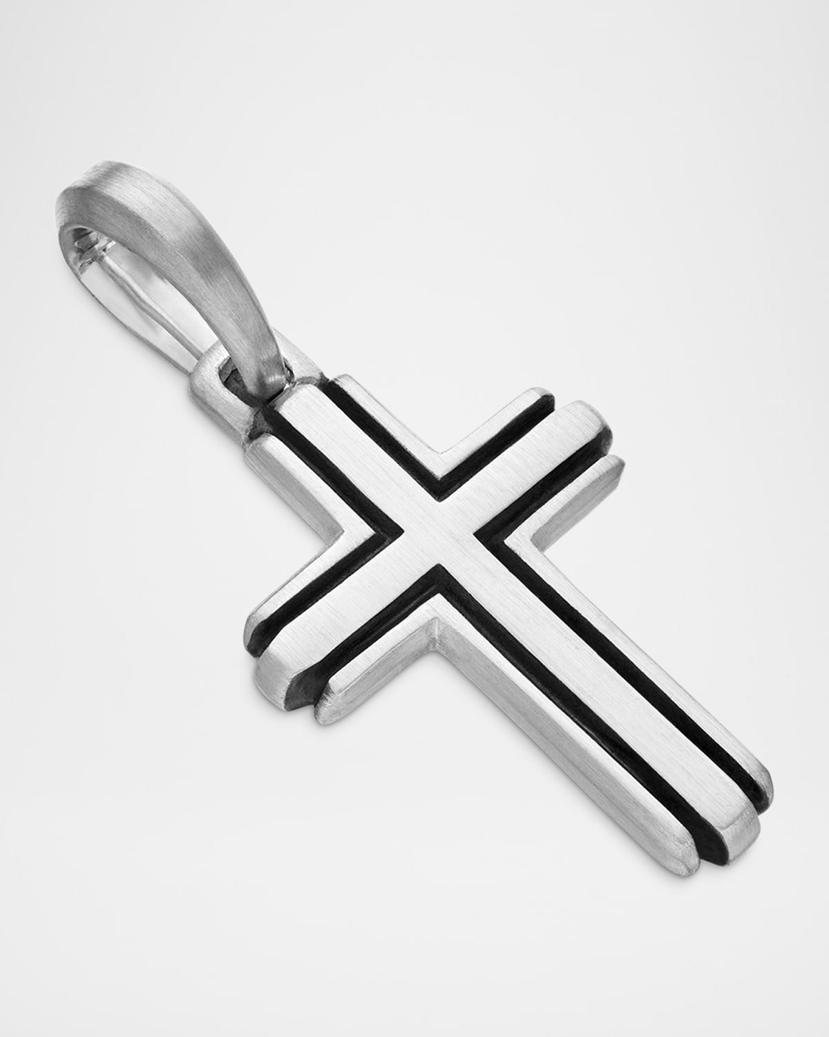 Men's Deco Cross Pendant in Silver, 27mm - 3