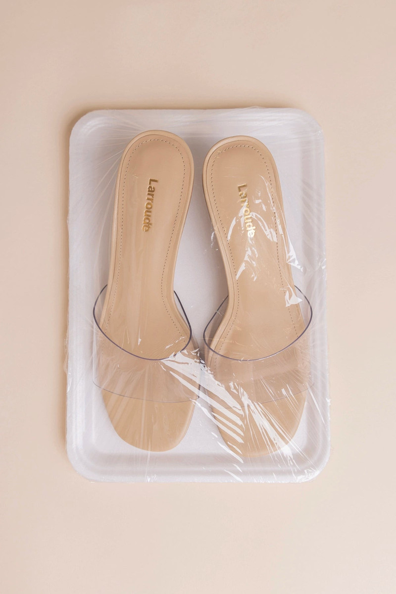 Larroudé Vivi Lucite Clear Mule Sand Leather outlook