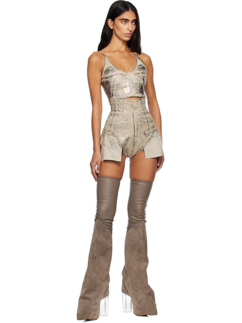 Rick Owens DRKSHDW Gray Concordians Dirt Cutoffs Denim Shorts outlook