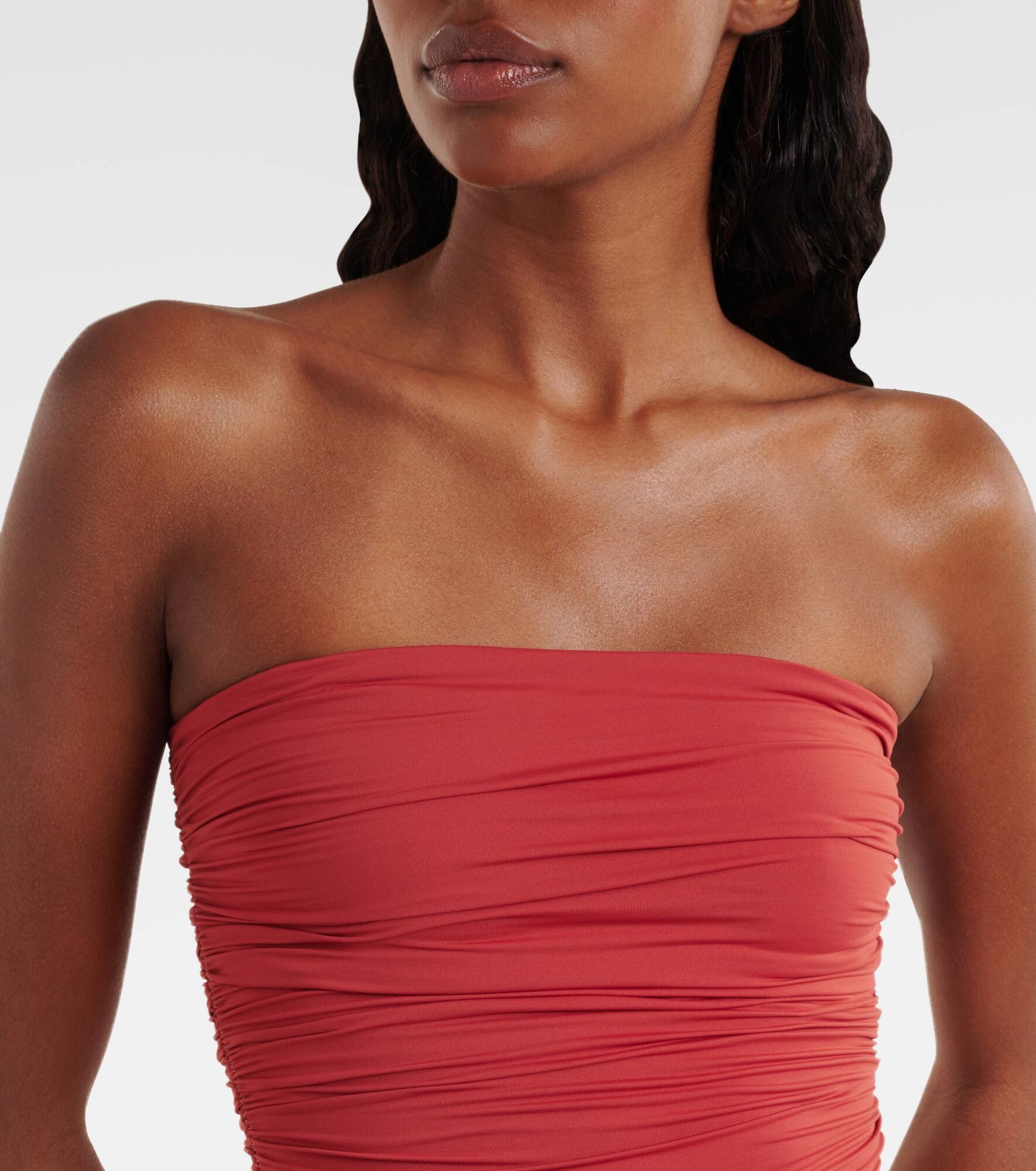 Floral-appliqué ruched swimsuit - 4