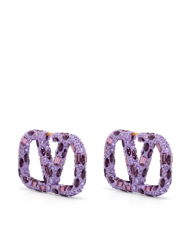 Vlogo crystal-embellished hoop earrings - 1