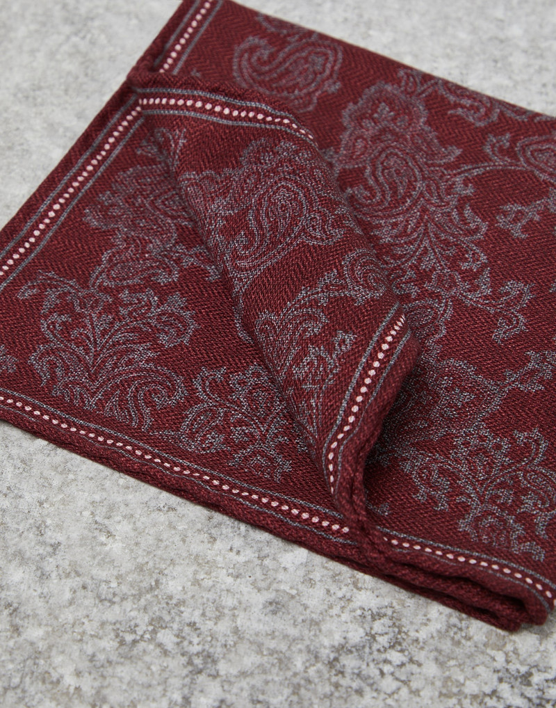 Brunello Cucinelli Silk pocket square with paisley design outlook