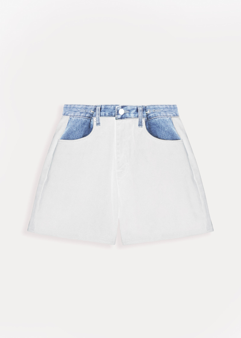 Hayla Contrast Denim Shorts - Off White/Blue 1