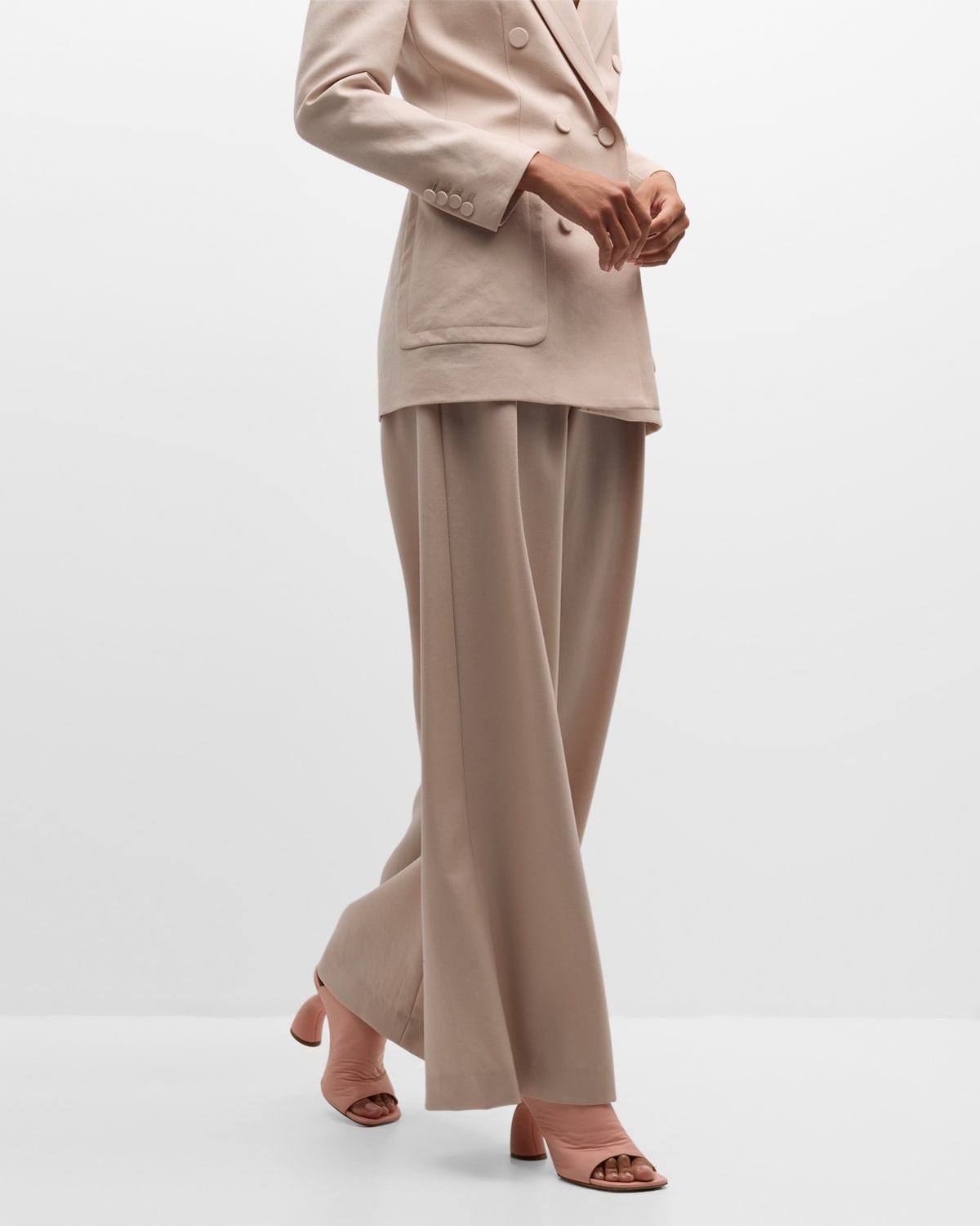 Pamplona Pleated Front Wide Leg Wool Pants - 6